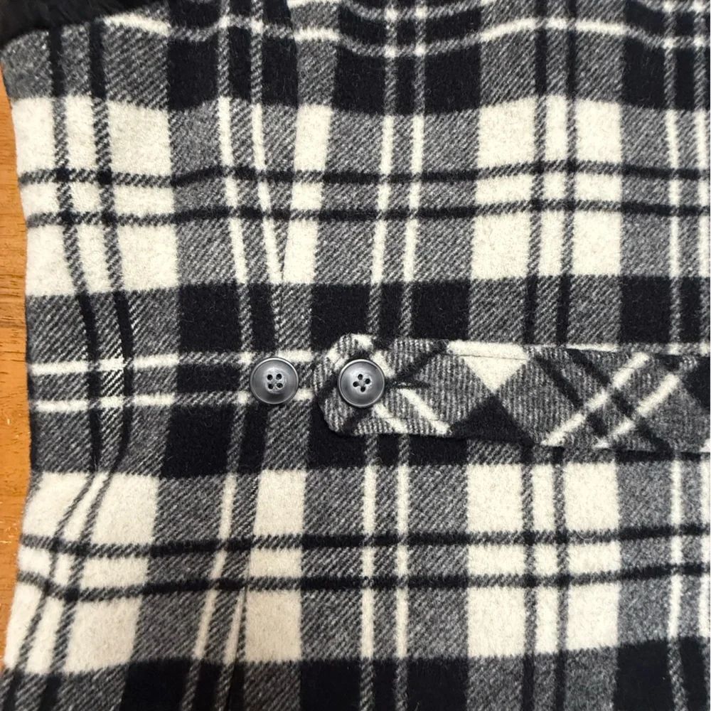 Woolrich Moccasin Plaid Wool Blend Vest with Faux Sherpa Lining XL